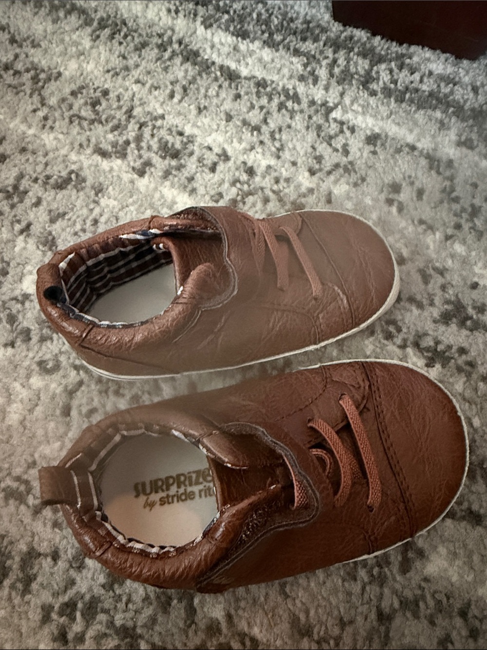 Stride Rite Brown Faux-Leather Baby Walker Shoes